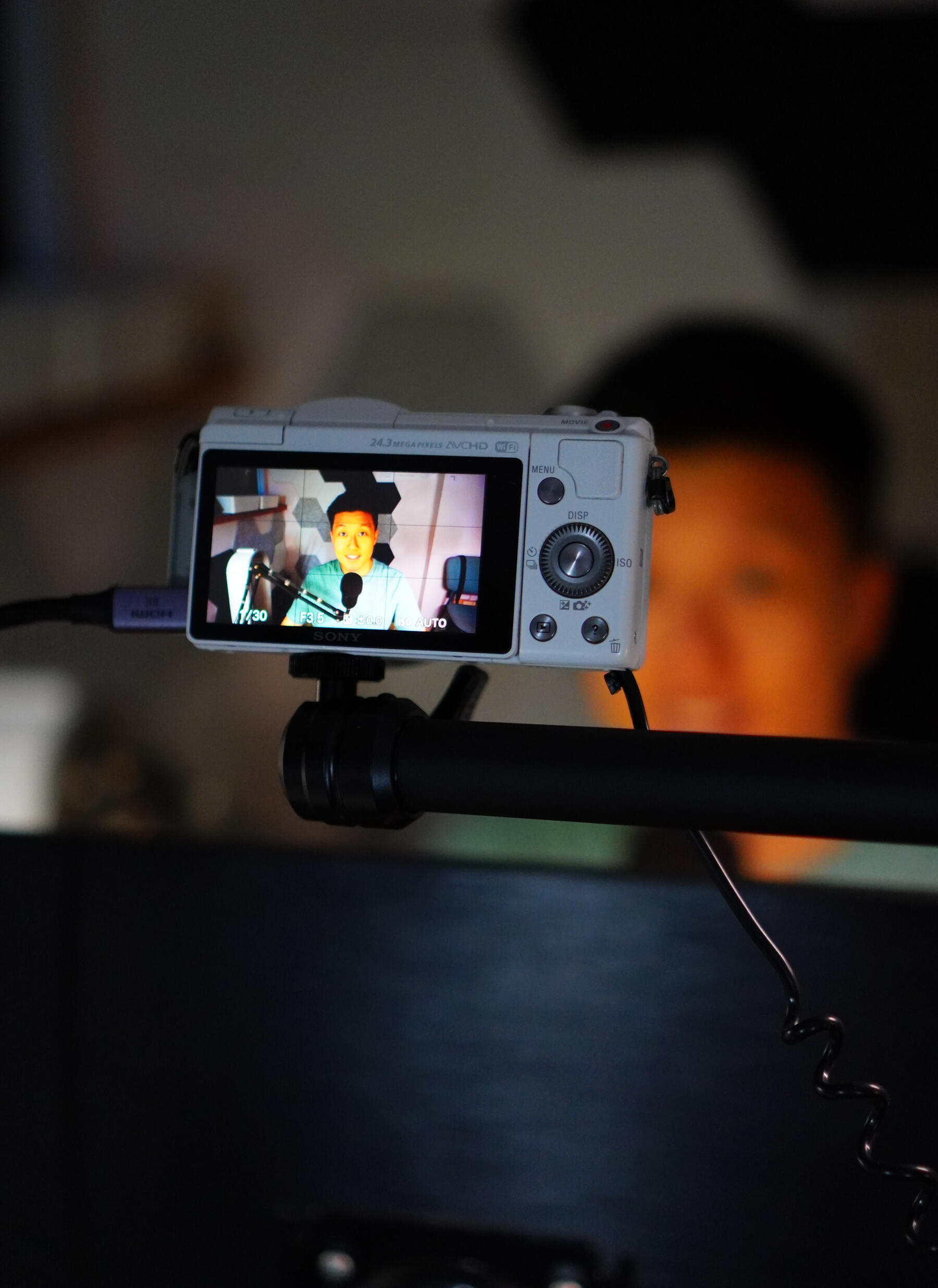 Webcam view of training video